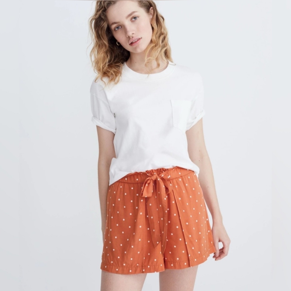 Madewell Drapey Pull-On Shorts in Polka Dot Sweet Dahlia